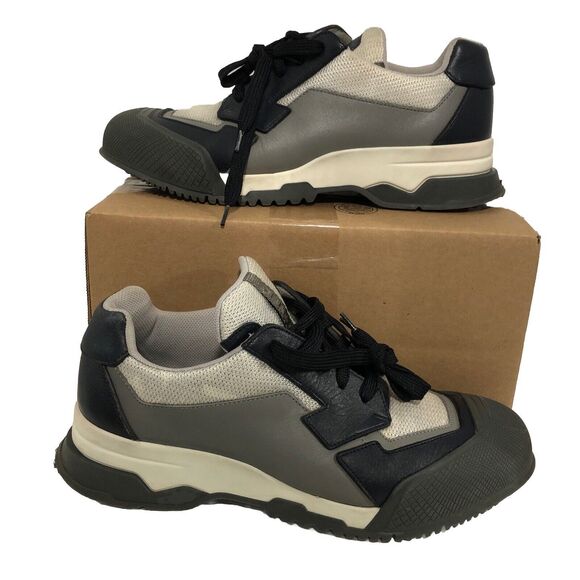 LUXURY PRADA MECHANO SNEAKERS SHOES 4E2748 GREY LEATHER US 8.5 Authentic! COA - Picture 1 of 10